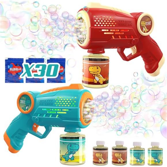 Bubble Gun, 2 PCS Bubble Machine Gun with 10 Hole Light Sounds, Bubble Machine - Picture 1 of 6
